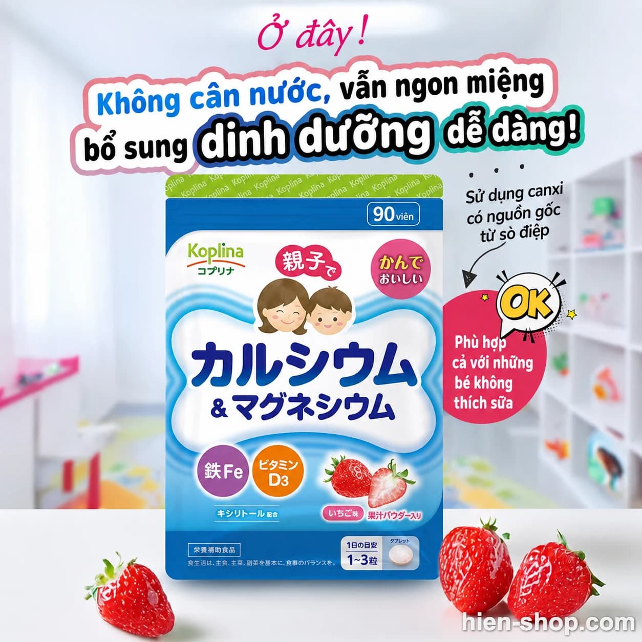 Viên nhai bổ sung Canxi & Magie, Sắt Fe, Vitamin D3 gói 90 viên