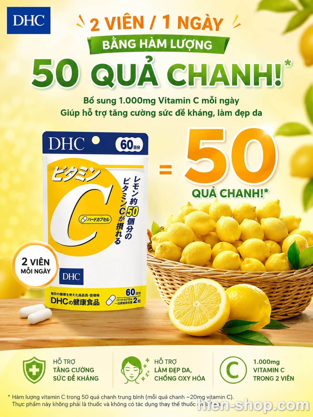 Viên uống bổ sung Vitamin C của DHC 120 viên 60 ngày